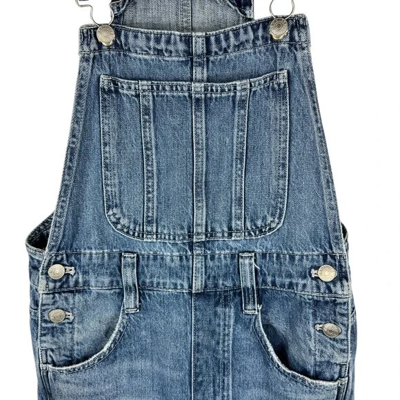 Madewell Straight-Leg Jean Overalls XXS Hickory Wash Faded Denim Cropped Length - Picture 9 of 15